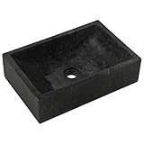  Festnight Lavandino da Bagno Appoggio Rettangoalre in Pietra Marmo Nero/Crema,Lavabo Bagno Appoggio Rettangoalre,Lavandino Rettangoalre,Lavandino in Pietra,Lavandino d\'Appoggio 45x30x12 cm
