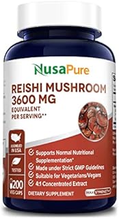 Reishi Mushroom Extract 3600 mg 200 Veggie Caps (Vegan, Non-GMO & Gluten-Free)