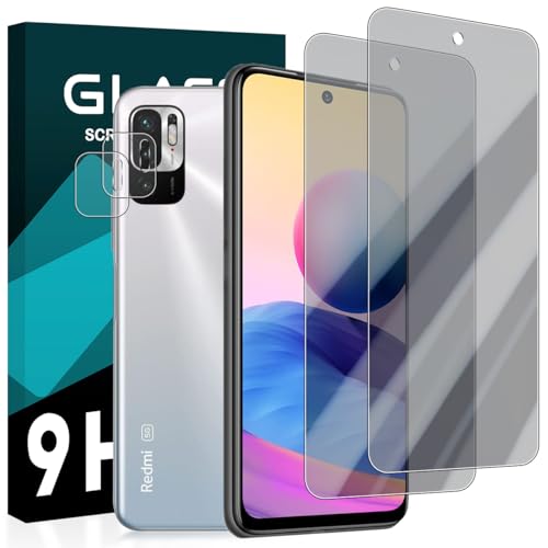 cronincards 対応 Redmi Note 10T / Note 10 JE 覗き見防止フィルム + レンズ保護フィルム(2枚入)【 国産旭硝子素材 強化ガラス 液晶 】レドミノート Note10JE Note10T XIG02 ガラスフイルム 保