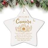 Beeveer Inspirational Christmas Ornaments with Bags Ceramic Xmas Motivational Gifts Star Shape Hanging Christmas Ornament for Gifts(Photographer)