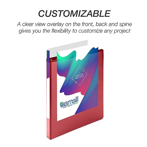 Image of Samsill Durable 0.5 Inch Binder, D Ring Binder, 100% Recycled Chipboard, Red, 4 Pack