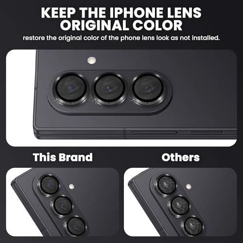 Image of FIRST MART Black Camera Ring Guard Protector for Samsung Galaxy Z Fold 7 | Tempered Glass with Metal Alloy Rings, HD Clear, Scratch Resistant, Case-Friendly | Pack of 1