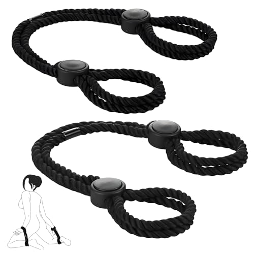 Rope Handcuffs Bracelets 2 Pcs Sex Restraints Ankle Cuffs BDSM Bondage Adjustable Handcuffs Anklets Sex Toys Cotton Ropes Wrist Cuffs Beginner Fetish Adult SM Game for Women Couples Multifunctional