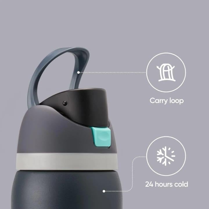 HydroWave 24oz Insulated Stainless Steel Water Bottle – BPA-Free, Leakproof Sports Flask for Gym, Travel & Office (Black) - Image 3