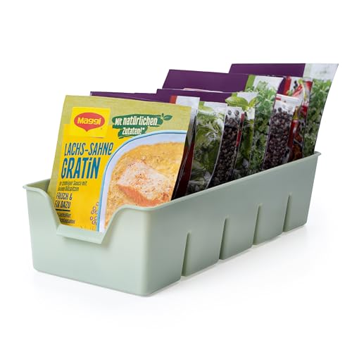 KONZEPT Gewürz Organizer für Schrank, Stapelbarer Gewürze Aufbewahrung, Gewürzbehälter aus Plastik, Gewürzorganiser Küche, grün