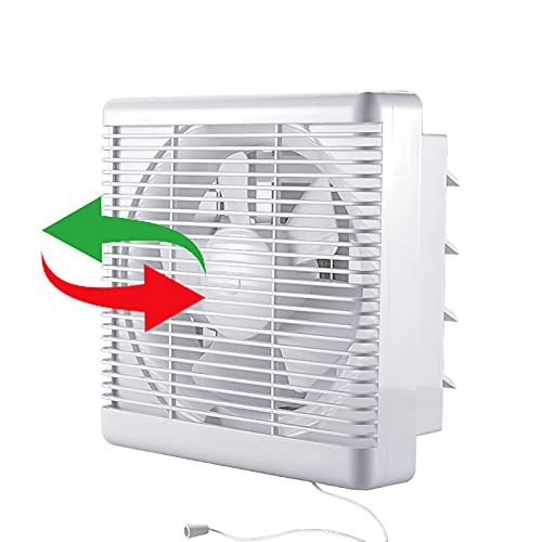 Extractor Shutter Fan 2 Direction Reversible Exhaust Fan Bathroom,Extraction Fan Wall Mounted Vent Fans Strong Air-flow with Chain Switch,Energy-saving Strong Ventilation Fan (12 inch / 220V)