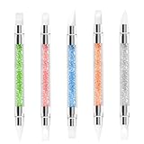 ZEYIYER 5 PCS Nail Art Sculpture Pen, Dual Tipped Silicone Nail Tools, Rhinestone Nail Art Pen Sculpting Gel Brushes for Resin Nail Art Tools Design Nails Foil Carving Drawing Effect Shaping