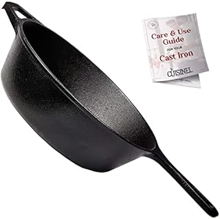 Cast Iron Deep Skillet - 10"-Inch / 25.4cm - 3-Quart / 2.83-Liter Pre-Seasoned Frying Pan - Oven Safe Cookware - Indoor/Outdoor Use - Grill, Stovetop, Induction Safe
