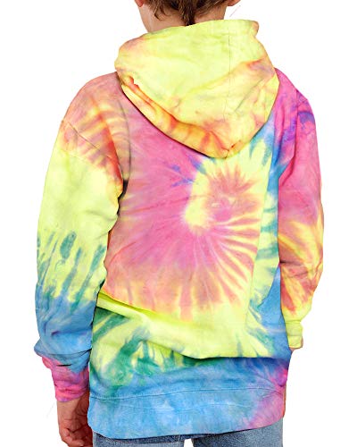 Image of GAMISOTE Unisex Kids Tie Dye Sweatshirt Boys Girls Hooded Kangaroo Pocket Pullover Hoodies