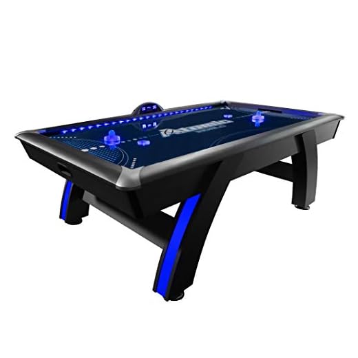 Atomic 90” Indiglo LED Light UP Arcade Air Powered Hockey Table - Includes Light Up Pucks and Pushers, Grey