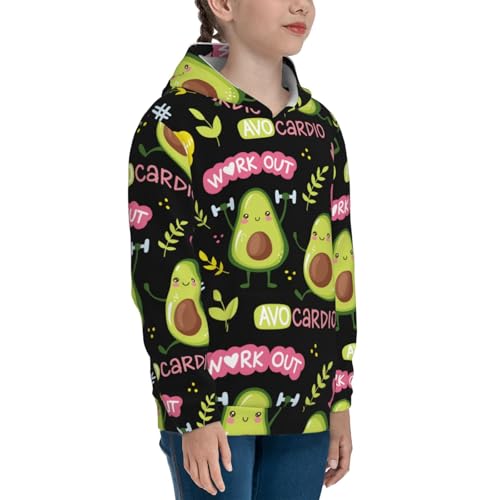 Avocado Work Out Kids Pullover Hoodies Boys Sweatshirts Girls Athletic Clothes with Pocket3