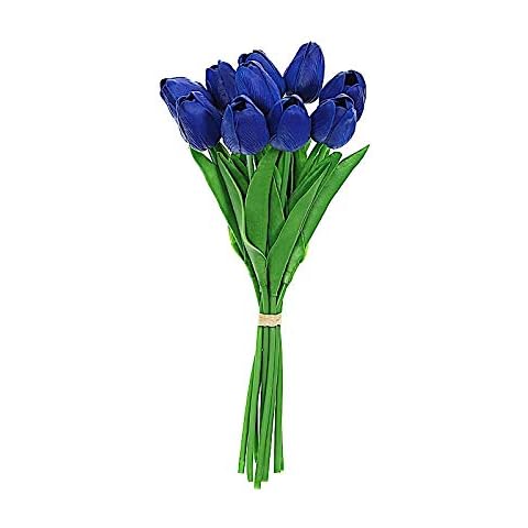 BalsaCircle 10 Royal Blue 13-Inch Tall Single Stem Foam Tulips Flowers Wedding Reception Party Centerpieces Arrangements Bouquets Supplies Cover