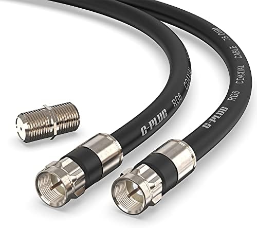 50FT G-PLUG RG6 Coaxial Cable Connectors Set – High-Speed Internet, Broadband and Digital TV Aerial, Satellite Cable Extension – Weather-Sealed Double Rubber O-Ring and Compression Connectors Black