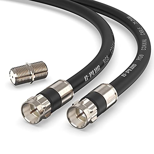 G-PLUG 75FT RG6 Coaxial Cable Connectors Set – High-Speed Internet, Broadband, Digital TV Aerial, Satellite Extension – Weather-Sealed Double Rubber O-Ring and Compression Connectors – Black by G-PLUG - Used condition - CA$27.20