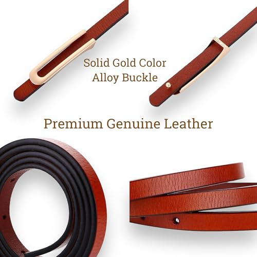 Women's Fashion Elegant Skinny Slim Genuine Leather Belts Waistband Thin Waist Belt With Gold Color Alloy Buckle4