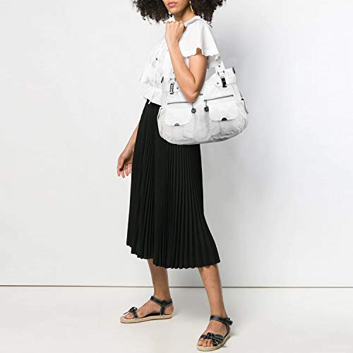 Image of Angel Kiss Women's Designer Handbag Large Double Zipper Multi Pocket Washed Leather Purse