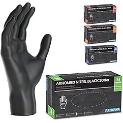 Guantes De Taller Mecanico ARNOMED Guantes nitrilo M, 200 uds/caja, guantes nitrilo talla S, M, L o XL, guantes nitrilo negro, guantes de nitrilo sin polvo y látex, guantes negros nitrilo, guante nitrilo, guantes nitrilo negros