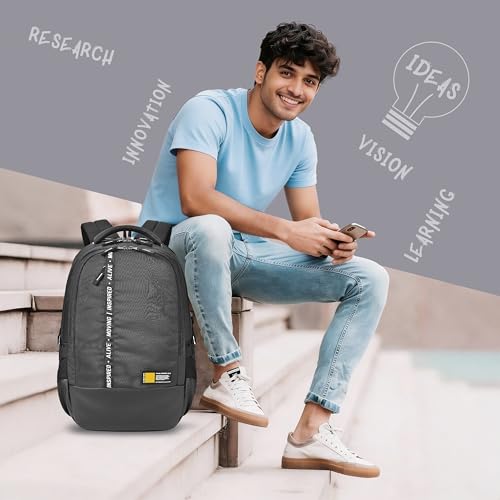 Image of Gear Inspired 19 inch /36L Large Water Resistant School Bag | Casual Backpack | Daypack | Travel Backpack | Kids Bag for Boys /Girls (Black - Black)