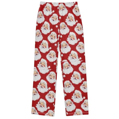 Boy's Pants Retro Santa Claus Red Jogger Pants Elastic Waist Long Bottoms Trousers with Pockets 6-14 Years