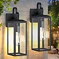 16'' Large Outdoor Wall Lights 2 Packs, Black Exterior Lighting Fixtures, Waterproof Outside Lights for House, Modern Outdoor Sconce Porch Light, Farmhouse Wall Lanterns for Front Door, Patio, Garage