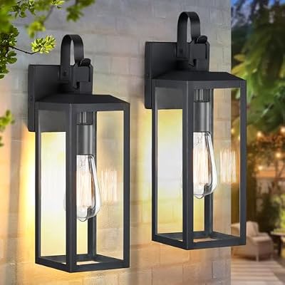 16'' Large Outdoor Wall Lights 2 Packs, Black Exterior Lighting Fixtures, Waterproof Outside Lights for House, Modern Outdoor Sconce Porch Light, Farmhouse Wall Lanterns for Front Door, Patio, Garage