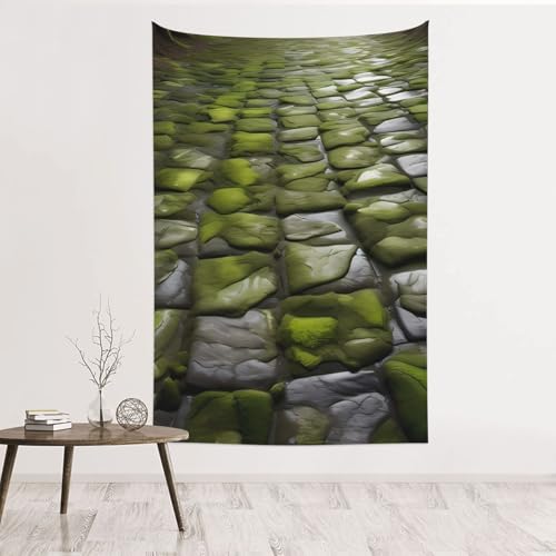 Tapisserie murale de trottoir en pierre de mousse 152x101 cm en velours de pêche pour salon