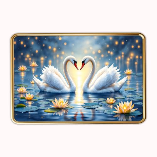 Image of Vastu Swan Pair Photo Frame, Gold, Slim, Sparkle Coated Lamination, for Living Room and Office, 18x24 Inch 53011