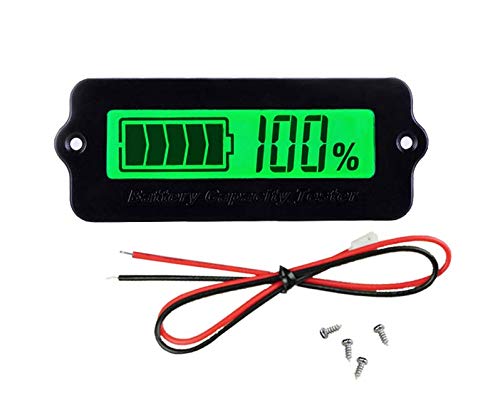DWZ DC 8-63V Lead Acid Battery Tester, 12V/24V/36V/48V LCD Digital Battery Capacity Monitor Panel Gauge, Lithium Battery Status Indicator, Universal Car Vehicle Auto Electric Quantity Detector Green
