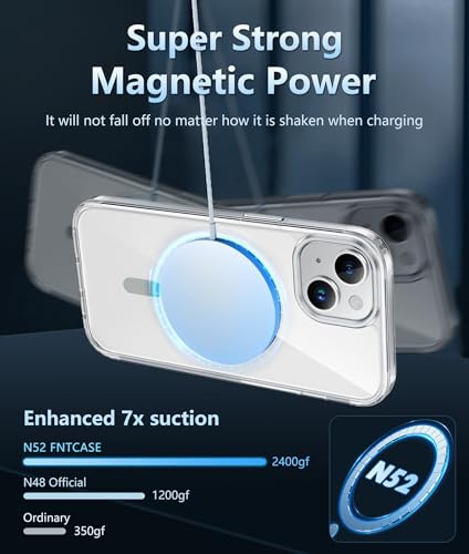 Image of FNTCASE for iPhone 14 Plus Case: Clear Magnetic Phone Cases Compatible with Magsafe Slim Anti Yellowing Military Grade Drop Protection Rugged Protective Transparent Cell Phone Cover (D-Green)