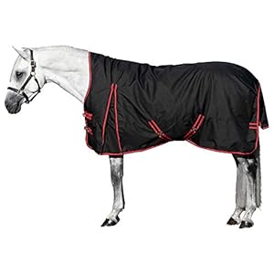 Blizzard High Neck Horse Turnout Blanket | Black Size 68 | Medium Weight 220 Grams | 1200 Denier | Euro Fit | Criss-Cross Surcingle | Waterproof, Windproof & Breathable
