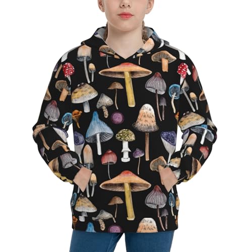 Mushrooms and Skull Kid Hoodies Boys Sweatshirts Girls Pullover with Pocket