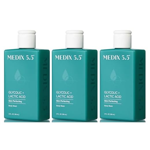 Medix 5.5 Gel Esfoliante Corporal Com Ácido Glicólico E Láctico, Kp Bump Eraser, Limpador Aha Para Cuidados A Pele, Ceratose Pilar Acne, Sabonete Facial Espumante, Tamanho Viagem De 85 Ml, Pacote 3