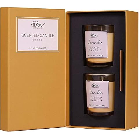 Scented Candles Gift Set - Candles Gifts for Women, Aromatherapy Candles Set Gifts for Her, Birthday , Bath, Yoga, Weddings, Christmas, 2x3.5Oz Soy Wax Candles Cover