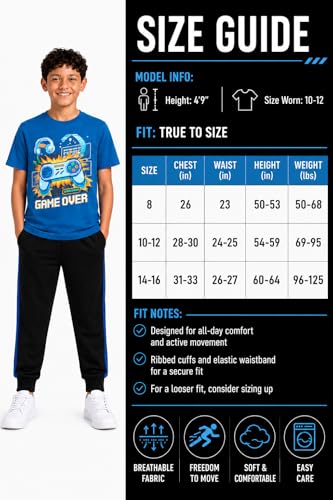 Image of Pro Athlete Boys Pants Set - 3 Piece Active Short Sleeve Graphic Tees Athletic Shorts and Jogger Sweatpants for Boys