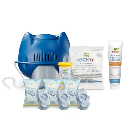 Image of FROG @Ease Floating System and Pipe & Jet Cleanser for Swim Spas - Self-Regulating Swim Spa Sanitizer and Deep Clean Purge - Sanitizing Minerals & SmartChlor Technology - 4 Month Fresh Start Bundle