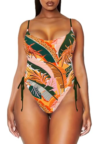 Image of Viottiset Women's Ruched High Cut One Piece Swimsuit Tummy Control Bathing Suit Monokini
