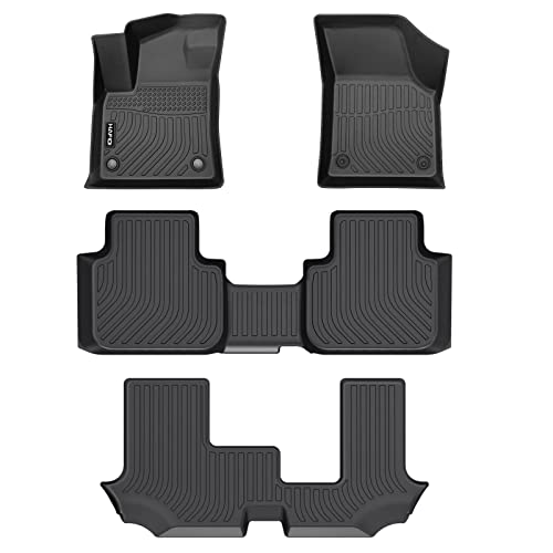 Hafidi®-Floor Mats Custom For 2024 2023-2018 Volkswagen Atlas (7 Passenger Bench) All Weather Protection Tpe Anti-Slip Car Floor Liners Fits 1St & 2Nd & 3Rd Row Vw Atlas Full Set Accessories, Black #TOP10