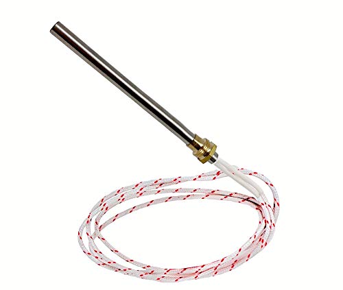 DOJA Industrial | Rura gorącego pręta zapalnika zapłonu | Nagrzewnica na pellet Rura zapłonowa zapłonu 12.5mm Ø | Wątek: 1/2" | 180mm Długo | 250-300w | Element pieca na drewno | Rezystor grzewczy 220v