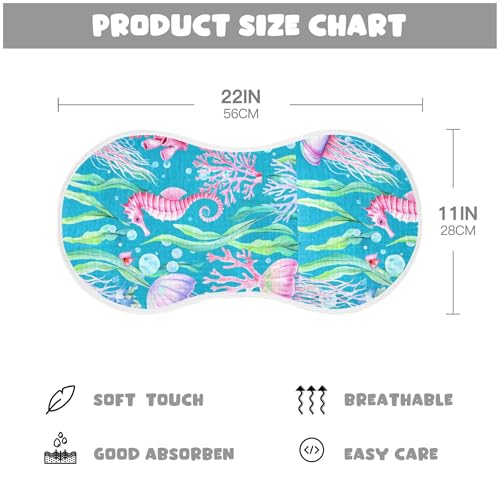xigua Underwater Seahorses Muslin Baby Burp Cloths Set of 1, Super Soft & Absorbent Burping Rags, Cotton Burp Clothes Shower Gift for Newborn, Baby Girls and Boys4