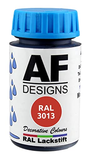 Alex Flittner Designs Barniz RAL 3013 color rojo satinado 50 ml madera metal muebles baño barniz retoque barniz de recompatible conción