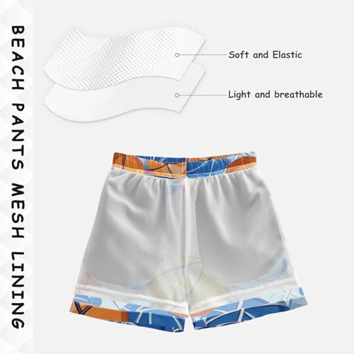 Pigsaly Boys Swim Trunks Blue Sports Balls Basketball Boys Board Shorts Swimsuit Swimwear Summer Bathing Suit 2T4