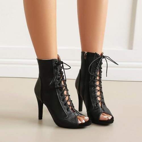 Image of UTIKLIOU Women's Mesh Sandals Peep Toe High Top Sandals Lace Up Summer Boots Buckle Strap Party Sexy Pump Shoes Open toe