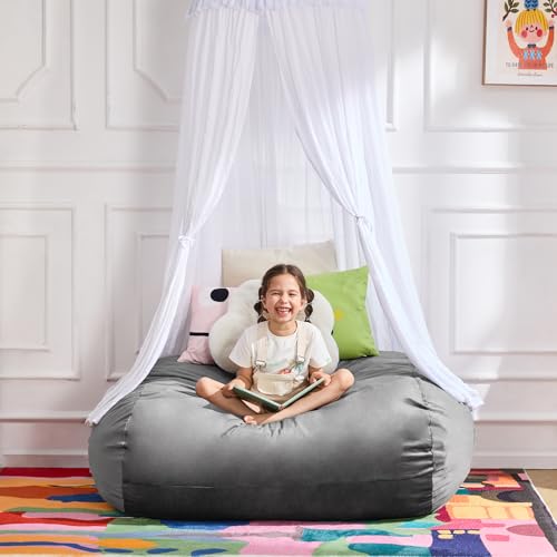 Image of Hobestluk 3FT Bean Bag Chair Large Beanbag with Removable Cover Adult Bean Bag Chair with Portable Handle Desgin for Living Room Bedroom (Grey, 3FT)