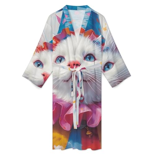 Cat Clowns Halloween Comfort Robes for Men With Belt Long Sleeve Nightgown Spa Bathrobe Loungewear3