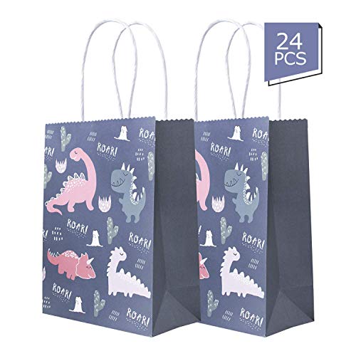 24 Pack Dinosaur Party Favor Bags-Great for Kids Birthday Parties, Celebrations, Fun Classroom Rewards & Treats, Carnivals, Games & Candy Goodie Grab Bag