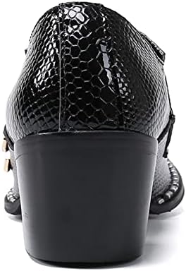 Santimon Mens Western Boots Leather Fashion Casual Metal Tip Slip on Dress Shoes Black 12 | Image 4