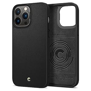 CYRILL door Spigen Lederen Brick Ontworpen voor iPhone 13 Pro Max, Premium PU Lederen Harde PC Terug met Shockproof TPU Bumper Hybrid Case voor iPhone 13 Pro Max 6.7″ – Zwart