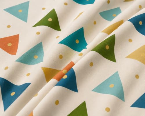 Image of Fitted Bedsheet Multicolor Triangle Print Glace Cotton 210 TC | King Size for Double Bed Fits 6 x 6.5 ft Mattress (72 x 78 Inch) | All Around Elastic | 2 Pillow Covers | 10 Inch Deep Pocket