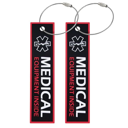Yulaexie Medical BagTags 2-Pack - CPAP & Medical Equipment Alert Tags Durable PVC Medical Luggage Flight Tags for Travel Mobility Device & Unique Identification(4.9inch*1.18inch)
