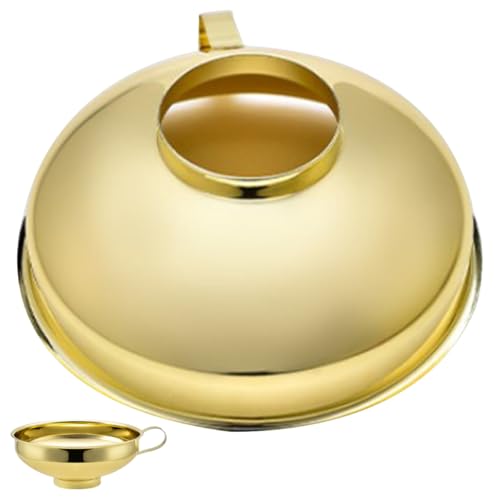 SHINYPASING Embudo Metálico Pequeño de Acero Inoxidable Recubrimiento Dorado, Boca Ancha Multifuncional para Aceite y Vinagre, Utensilio de Cocina para Uso Doméstico y Enlatado